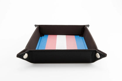 Transgender Flag Pride Velvet Dice Tray With Leather Backing