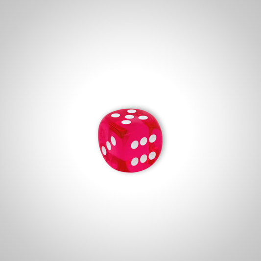 Translucent Pink/white 30mm d6 dice w/pips (Chessex Off Colour Single D6)