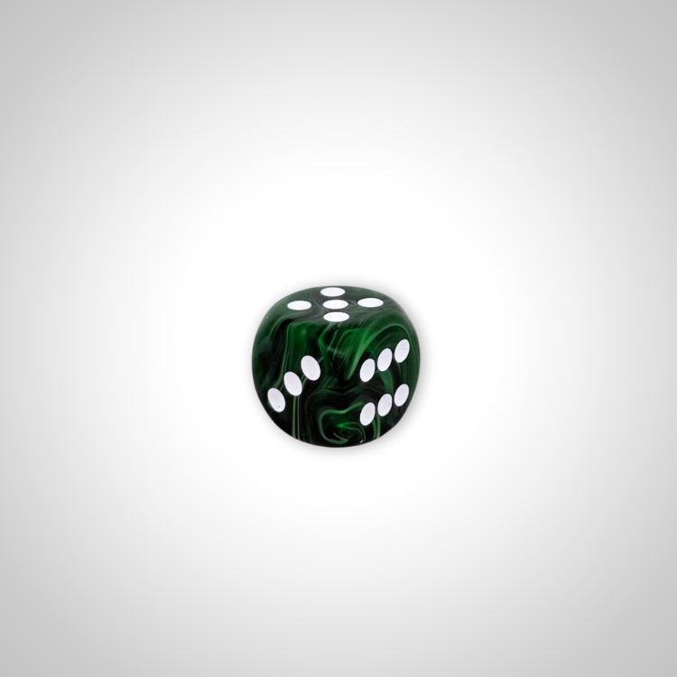 Vortex Style Green/white 30mm d6 dice w/pips (Chessex Off Colour Single D6)