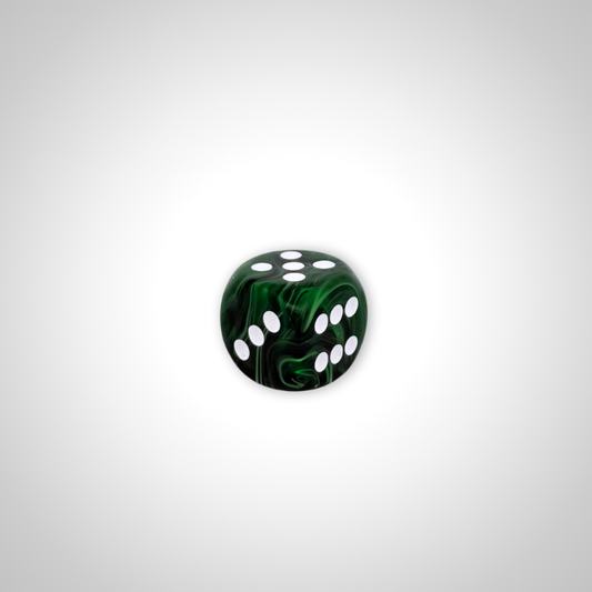 Vortex Style Green/white 30mm d6 dice w/pips (Chessex Off Colour Single D6)