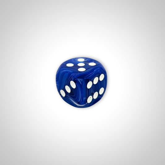 Vortex Style Blue/white 35mm d6 dice w/pips (Chessex Off Colour Single D6)