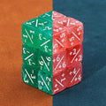 Watermelon Counter Dice (16mm Set of 10 - 5 Negative Green, 5 Positive Pink)