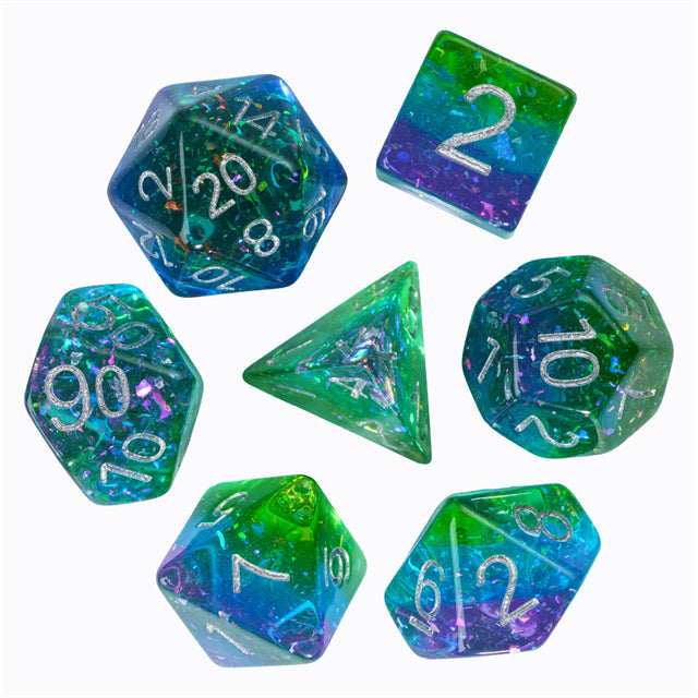 Peacock Layered Glitter Dice Set