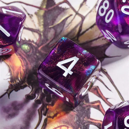 Purple Transparent Glitter Dice