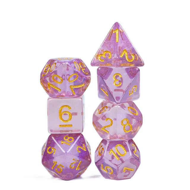 Purple Aurora Glitter Dice Set