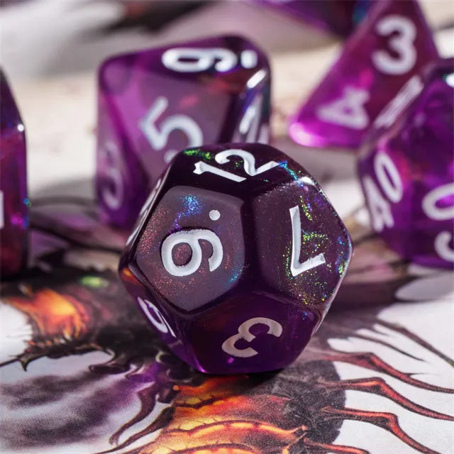 Purple Transparent Glitter Dice