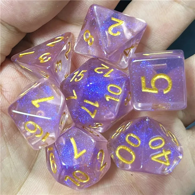 Purple Aurora Glitter Dice Set