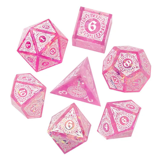 Pink Sharp Edged Candy Paper Glitter Dice Set