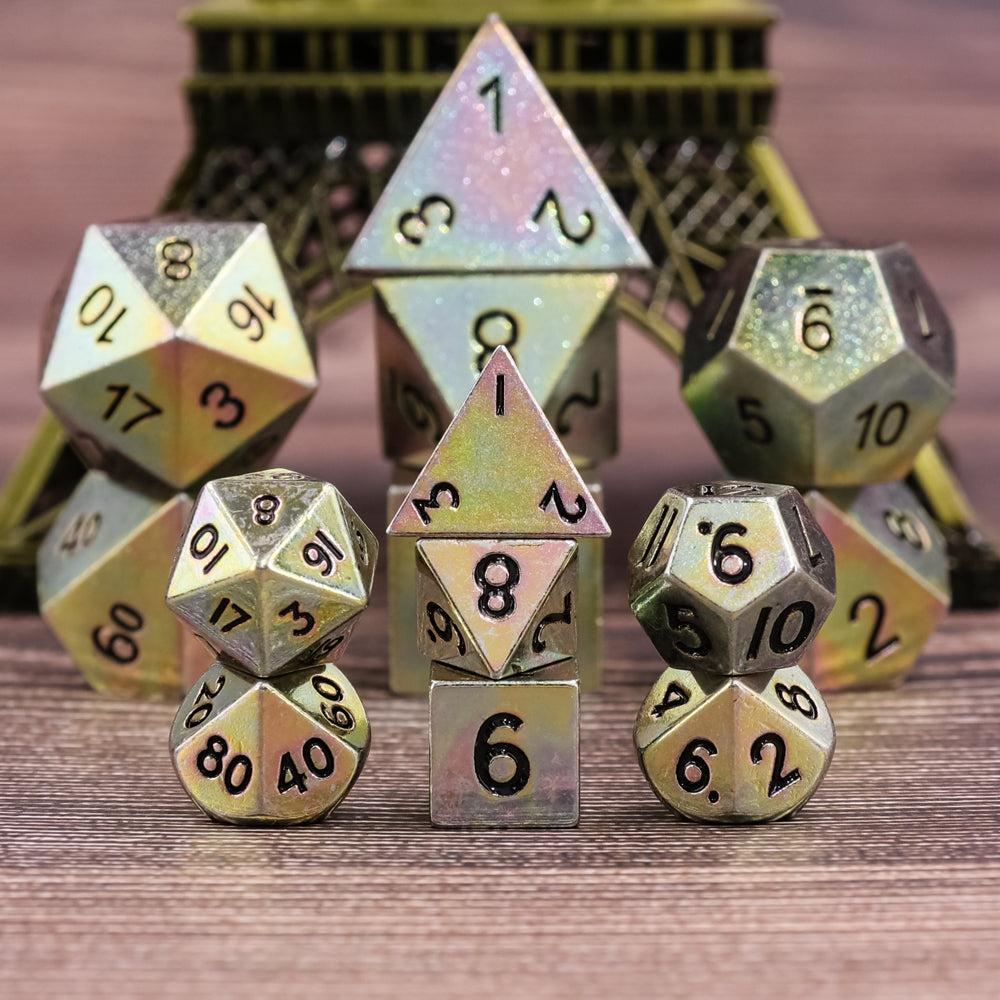 Golden Rainbow Mini Metal Dice Set