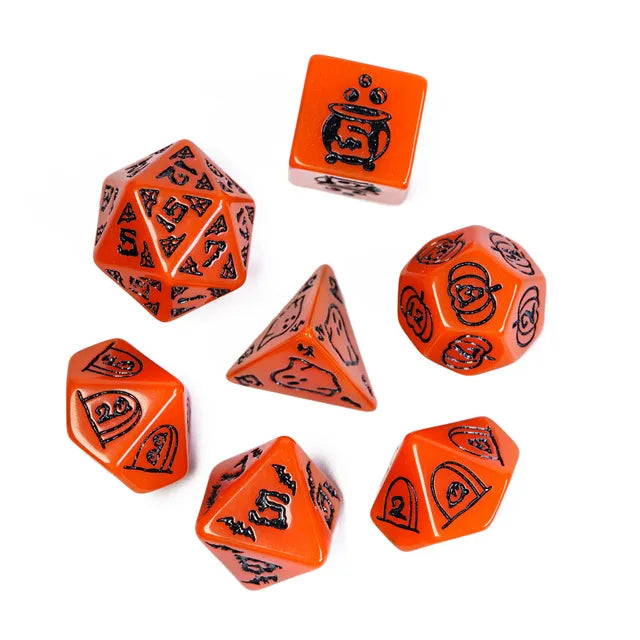 Bright Orange Halloween Dice Set