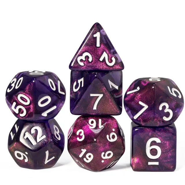 Purple Transparent Glitter Dice