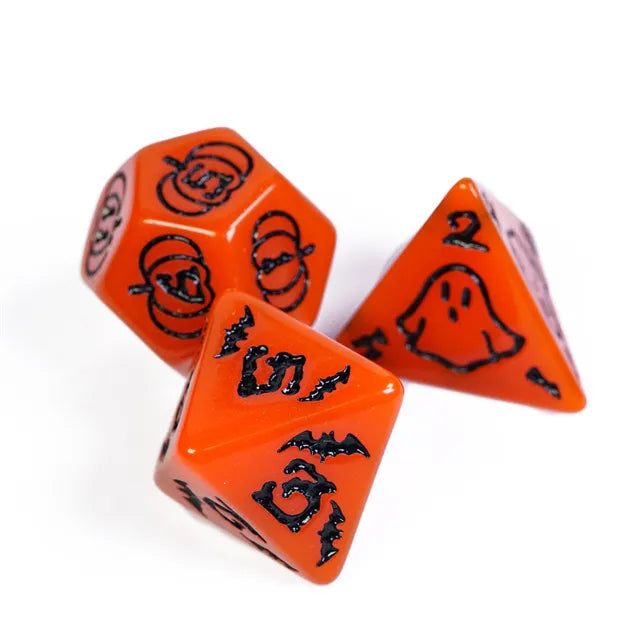 Bright Orange Halloween Dice Set