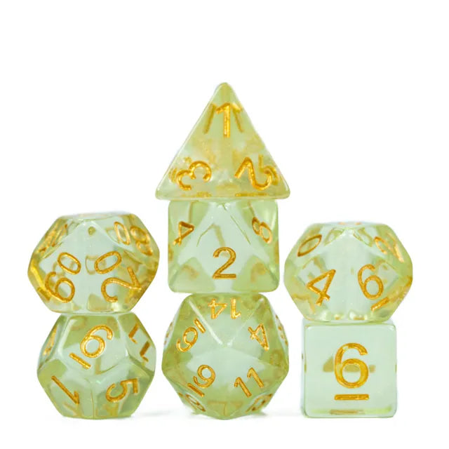 Light Green Aurora Glitter Dice Set