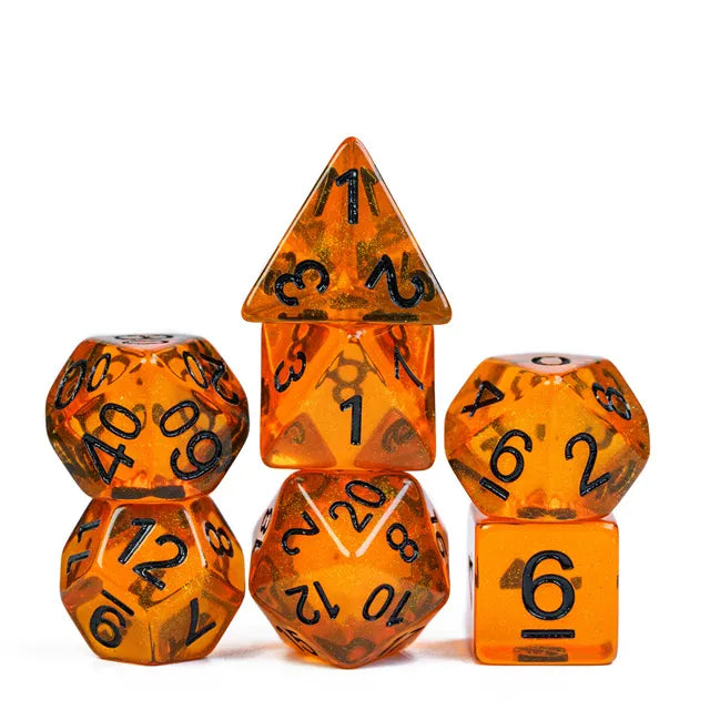 Orange Aurora Glitter Dice Set