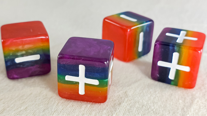 HeartBeat Dice: Opaque Rainbow Pride 16mm Fate D6 (Pack of 4)