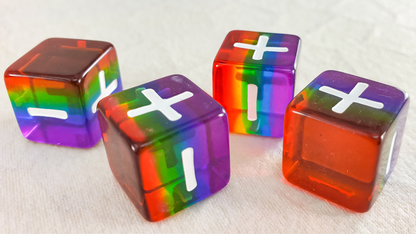 HeartBeat Dice: Translucent Rainbow Pride 16mm Fate D6 (Pack of 4)