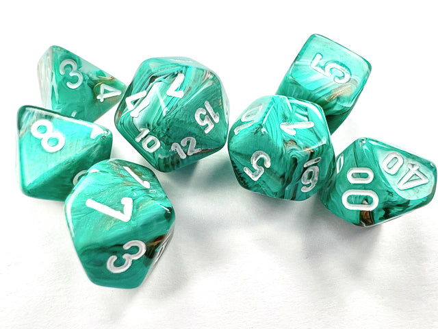 CHX20403: Marble Oxi-Copper/white Mini-Polyhedral 7-Die Set