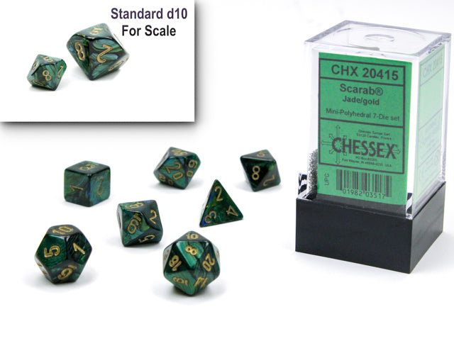 Scarab Mini-hedral Jade/gold 7-Die Set
