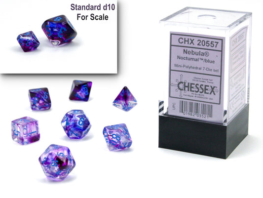 CHX20557: Nocturnal/blue Luminary Nebula Mini-Polyhedral 7 Dice Set
