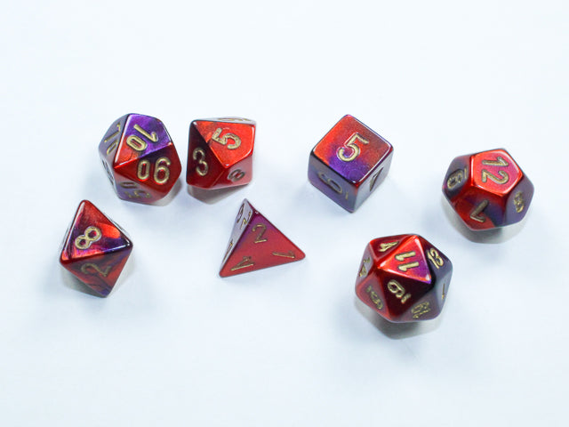 CHX20626: Gemini Purple-Red/gold Mini-Polyhedral 7-Die Set