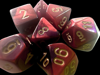 CHX20626: Gemini Purple-Red/gold Mini-Polyhedral 7-Die Set