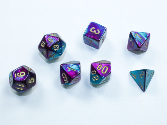 Gemini Mini-hedral Purple-Teal/gold 7-Die Set