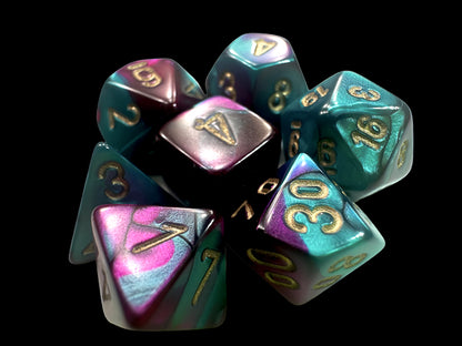Gemini Mini-hedral Purple-Teal/gold 7-Die Set