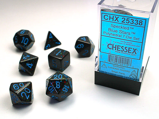 CHX25338: Blue Stars Speckled Polyhedral 7-Die Set
