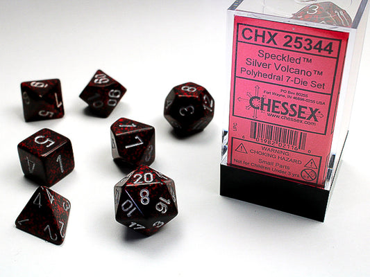 CHX25344: Silver Volcano Speckled Polyhedral 7 Dice Set