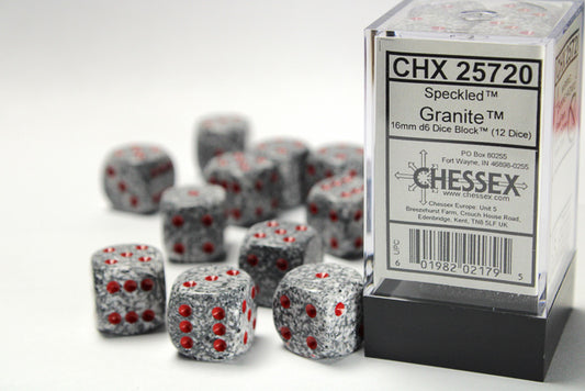 CHX25720: Speckled Granite 16mm d6 (12 Dice)