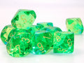 CHX26266: Gemini Translucent Green-Teal/yellow Set of Ten d10's
