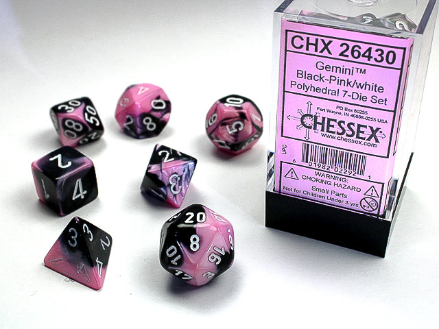 CHX26430: Black-Pink/White Gemini Polyhedral 7-Die Set