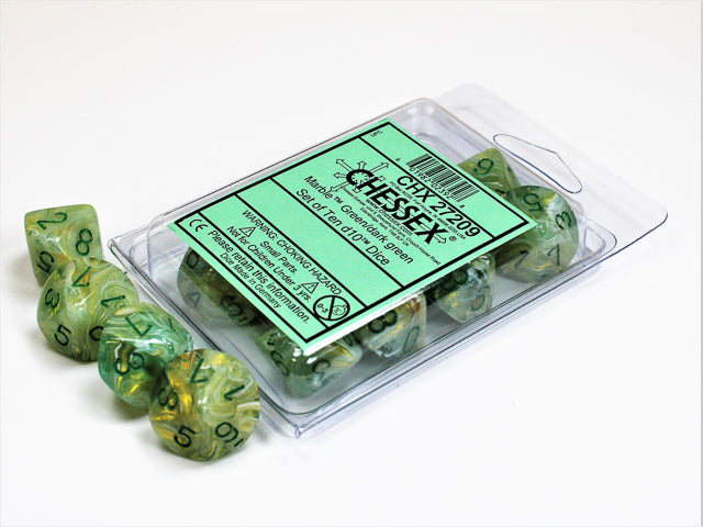 CHX27209: Marble Green/Dark Green Set of Ten d10's
