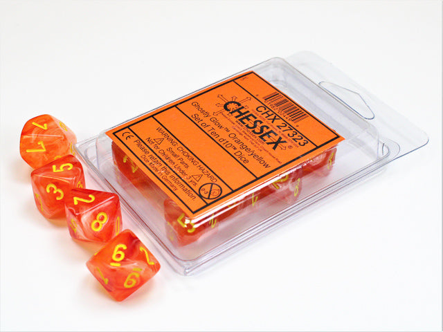 CHX27323: Ghostly Glow Orange/Yellow Set of Ten d10's