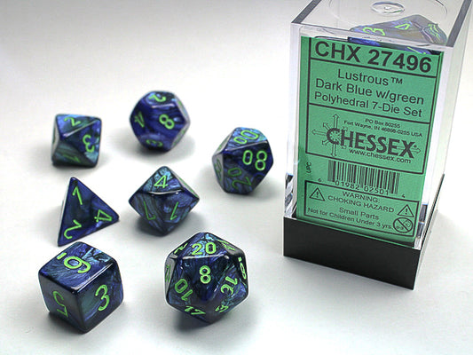 CHX27496: Lustrous Dark Blue/Green Polyhedral 7 Dice Set