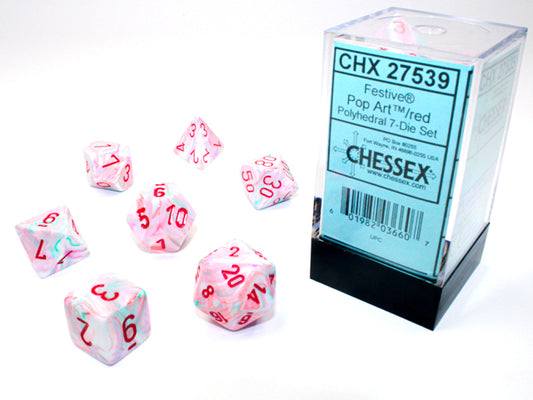 CHX27539: Festive Pop Art with Red Polyhedral 7-Die Set