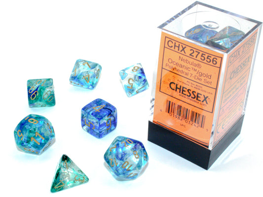 CHX27556: Luminary Nebula Polyhedral Oceanic/gold 7-Die Set