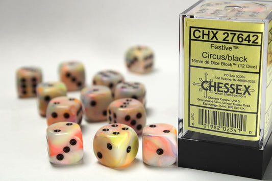 CHX27642: Festive Circus/black 16mm d6 (12)