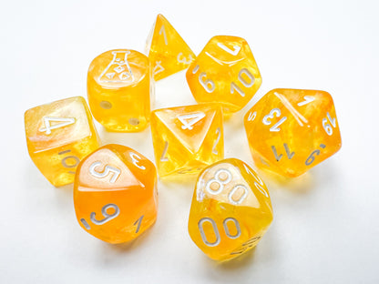 CHX30053: Borealis Canary/white Luminary Polyhedral 7-Die Set