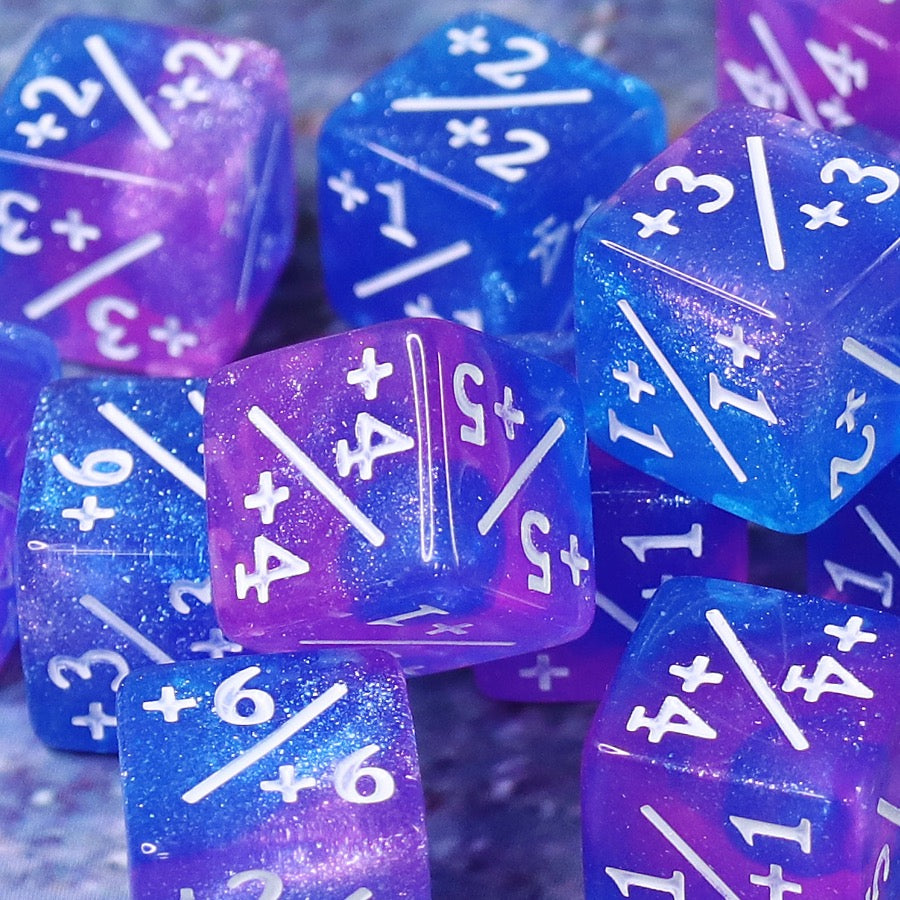 Blue Purple Glitter MTG Positive Counter Dice (16mm Single)