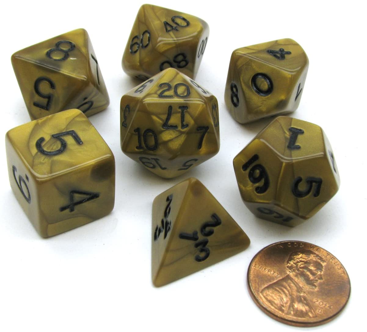 Gold Olympic 7-Dice Polyhedral Dice