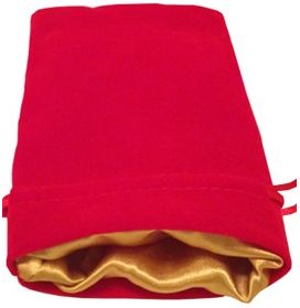Velvet Dice Bag With Satin Liner 4"x6": Red w/ gold Satin with Logo