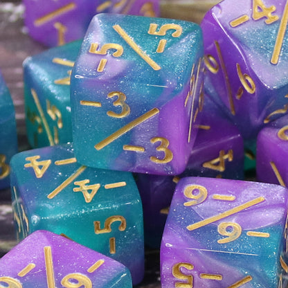 Light Blue Purple Glitter MTG Negative Counter Dice (Single)