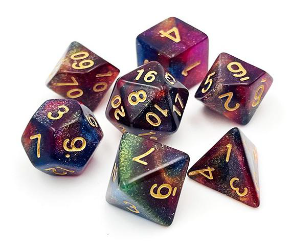 4 Colours with Glitter Dice Set