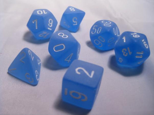 CHX27406: Blue/White Frosted Polyhedral 7-Die Set