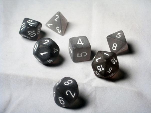 CHXLE431: Smoke/White Frosted Polyhedral 7-Die Set