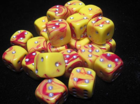 Toxic Red/Yellow 12mm d6 (Set of 27 Dice)