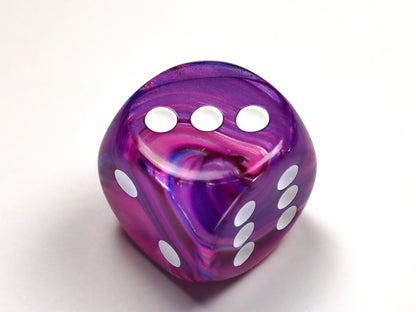 Festive Violet/white 30mm d6 dice w/pips (Single D6)