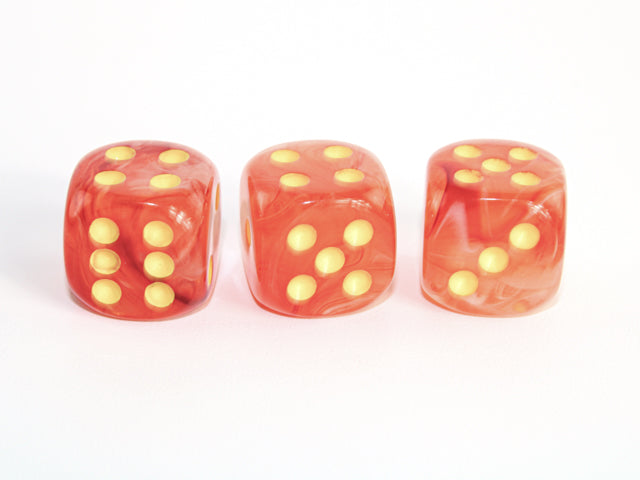 CHXDH1623: Single D6 16mm w/pips Ghostly Glow Orange/yellow