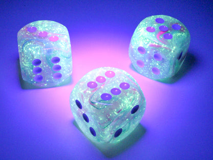 Nebula Wisteria/white Luminary 30mm d6 dice w/pips (Single D6)
